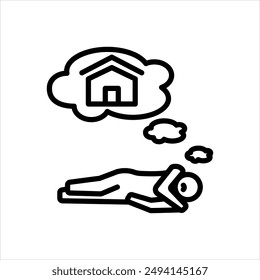 Vector black line icon for no shelter