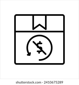 Icono de línea negra del vector para no reembolsable