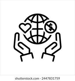 Vector black line icon for non profitable