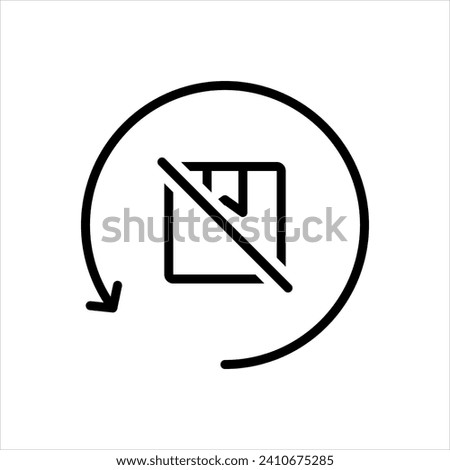 Vector black line icon for non refundable