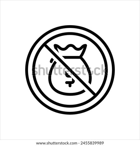 Vector black line icon for non commercial