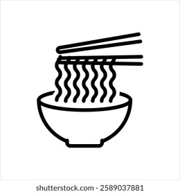Vector black line icon for Noodles