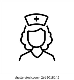 Vector black line icon for nurse