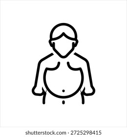 Icono de línea negra de Vector para la obesidad