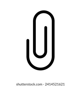 Vector black line icon office paper clip isolated on white background