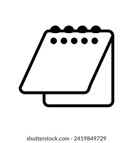 Vector black line icon office notepad isolated on white background