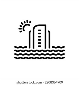 Icono de línea negra del vector para offshore