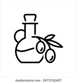 Icono de línea negra de Vector para aceite de oliva