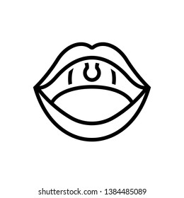 Vector black line icon for open mouth