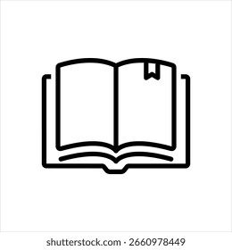 Icono de línea negra de Vector para libro abierto