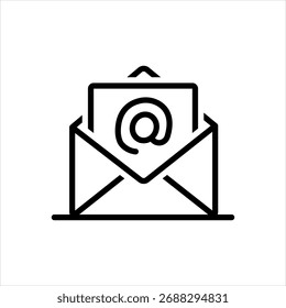 Icono de línea negra de Vector para sobre abierto