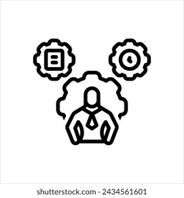 Vector black line icon for operations manager