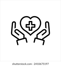 Vector black line icon for optimal care