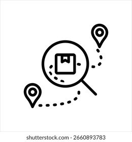 Icono de línea negra de Vector para el seguimiento de pedidos