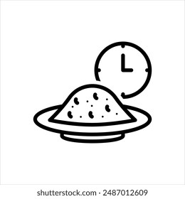 Vector black line icon for overnight food