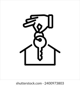 Vector black line icon for ownership