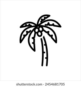 Vector black line icon for palm tree