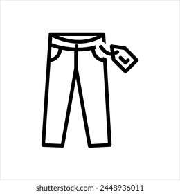 Vector black line icon for pant size