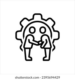 Vector black line icon for partnership