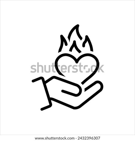Vector black line icon for passionate