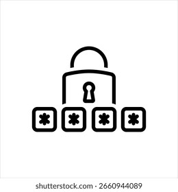 Icono de línea negra de Vector para puntos de Contraseña