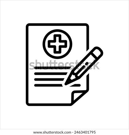 Vector black line icon for patient note