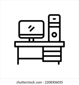 Icono de línea negra del vector para pc
