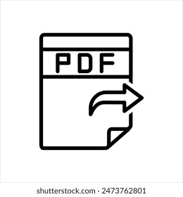 Vector black line icon for pdf export