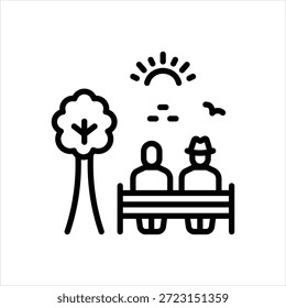 Icono de la línea negra del Vector para la jubilación pacífica