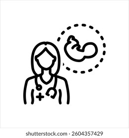 Vector black line icon for pediatrician