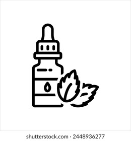 Vector black line icon for peppermint oil