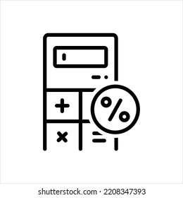 Vector black line icon for percentage