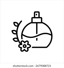 Ícone de linha preta vetorial para frasco de perfume