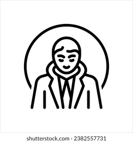 Icono de línea negra del vector para la persona
