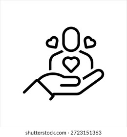 Icono de línea negra de Vector para atención personalizada
