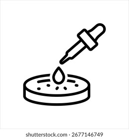 Vector black line icon for petri dish