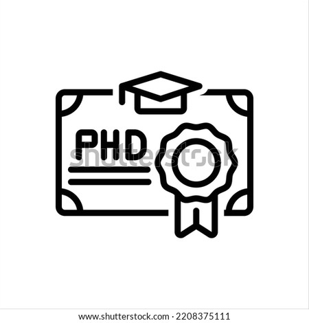 Vector black line icon for phd