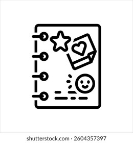 Vector black line icon for photo scrapbook