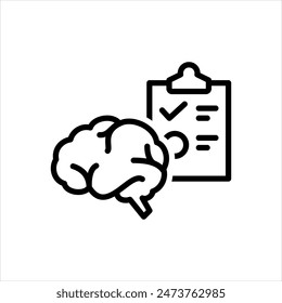 Vector black line icon for phycological examination