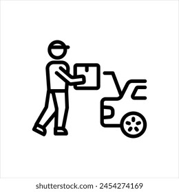 Vector black line icon for pickup