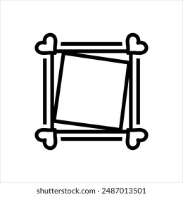 Vector black line icon for picture frame