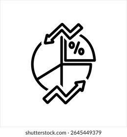 Vector black line icon for pie chart