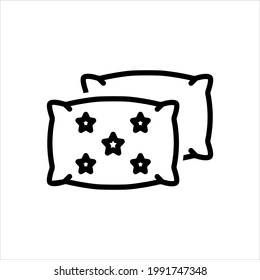 Vector black line icon for pillow