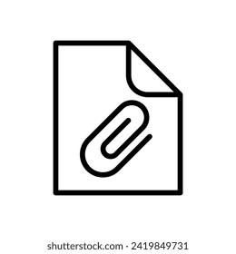 Icono de línea negra vectorial anclar el archivo aislado en fondo blanco