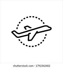 Vector black line icon for plane