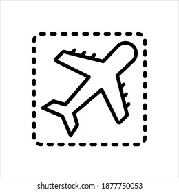 Vector black line icon for plane