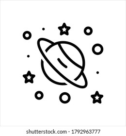 Icono de línea negra del vector para el planeta