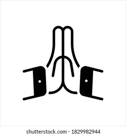 Vector black line icon for please