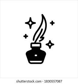 Vector black line icon for poet