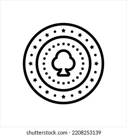 Icono de la línea negra del vector para el póker
